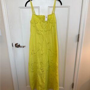Gap Linen BlendYellow Embroidered Dress